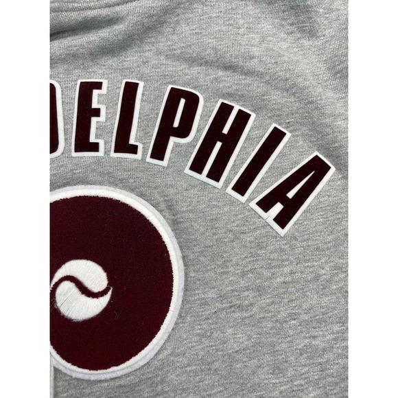 Philadelphia Phillies MLB Hoodie Sweatshirt Gray Pullover Baseball Patch - Picture 9 of 15